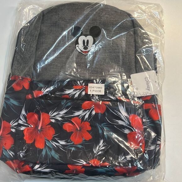 Disney Floral Mickey Mouse officially licensed school‎ novelty Backpack NWT - Picture 2 of 4